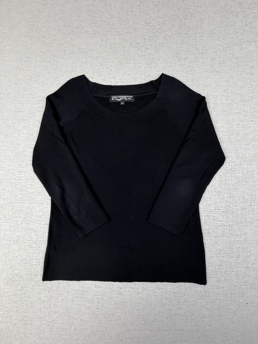 Windridge Crazy Horse Women’s XL Black 3/4 Sleeve Rayon Nylon Knit Sweater Top